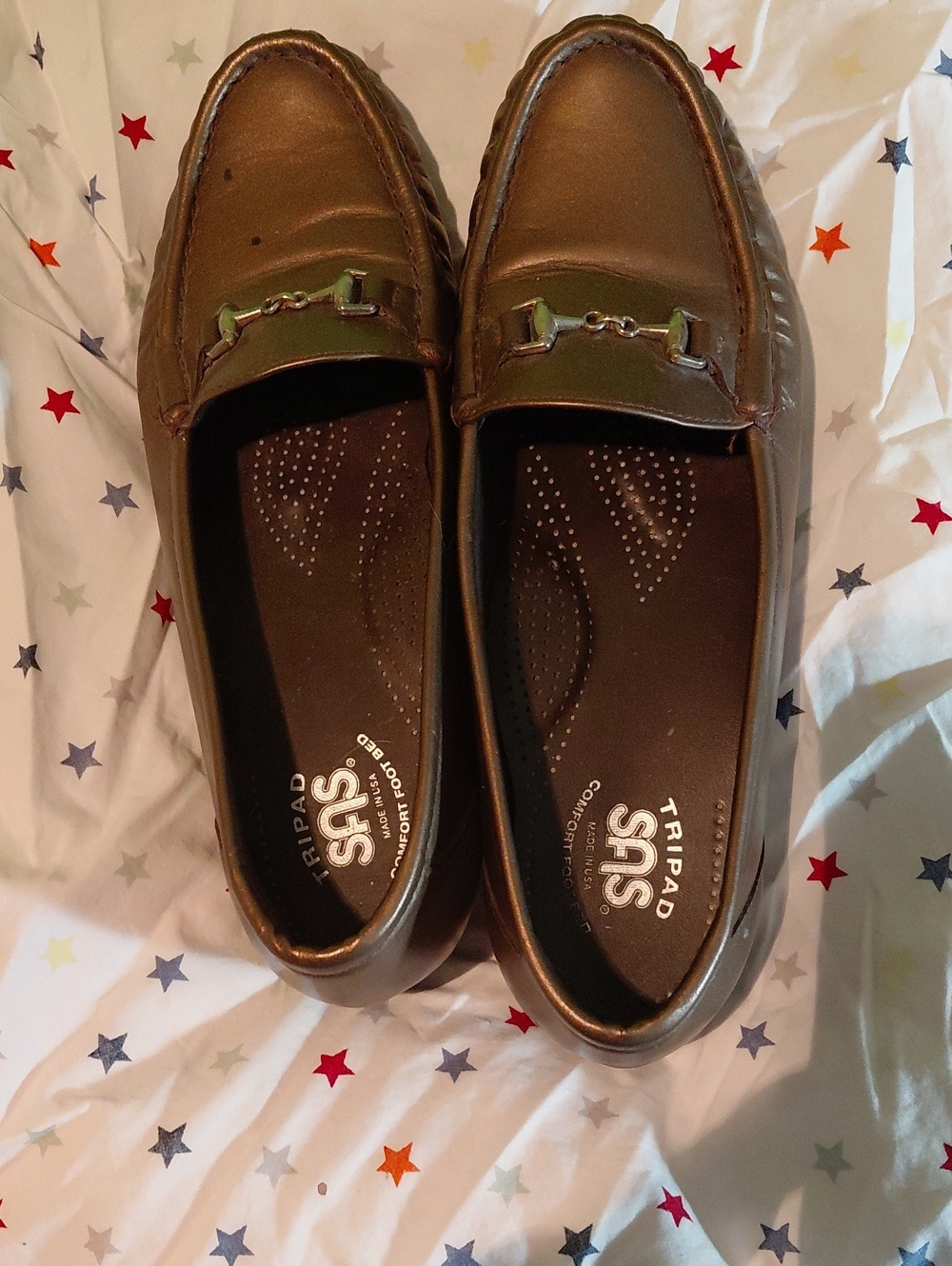 SAS Women's Brown Leather Slip-On Loafers with Metal Bit